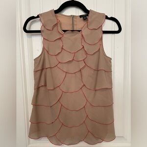 Ann Taylor Blouse - layered petals - sleeveless - Beige with light orange - XS